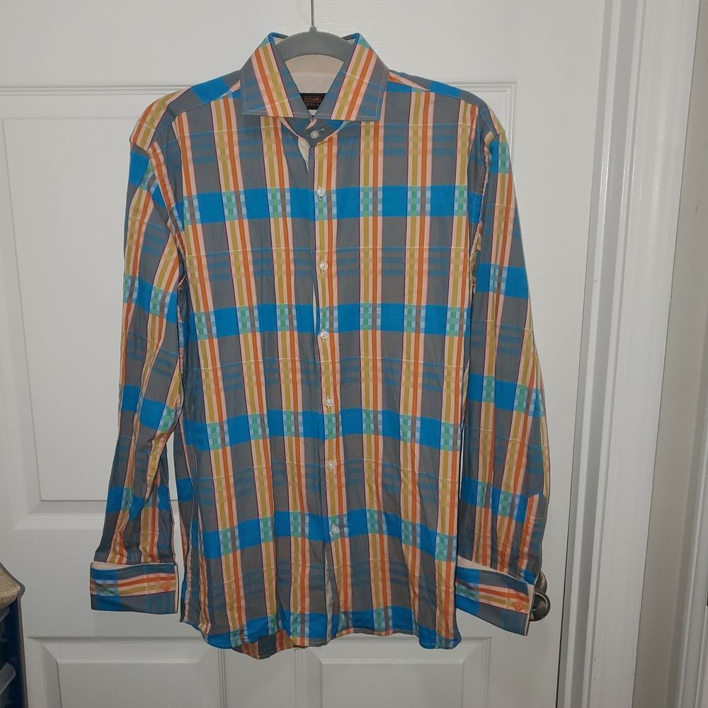 Vibrant Multicolor Striped Button Down Shirt - image 1